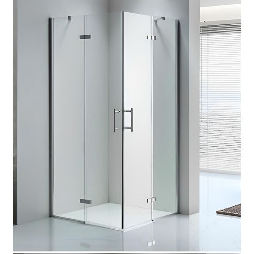 Duschkabine 100x100x185 cm Pendeltür/Scharniertür, Duschabtrennung Eckdusche Eckeinstieg ESG
