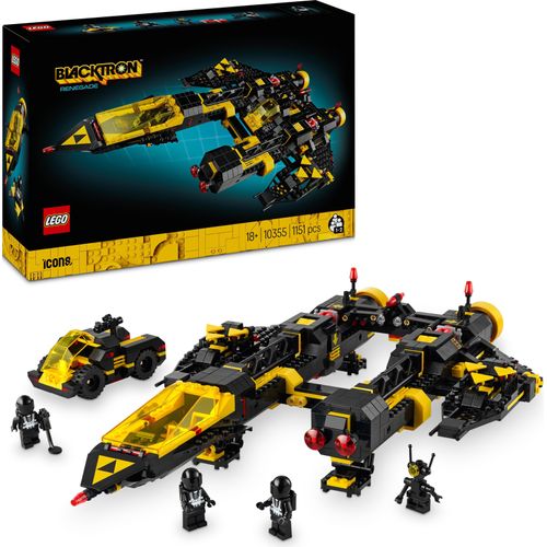 LEGO Icons Blacktron Renegade - Raumschiff Modell mit 3 Minifiguren & 1 Droide - Umbaubar in die 1980er Alienator - Bauset zum Sammeln für Erwachsene - Nostalgische Geschenkidee 10355