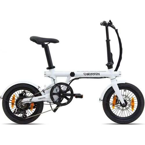 Chrisson Ertos 16 E Bike Klapprad Damen Herren 130 - 180 cm Pedelec 16 Zoll 7 Gänge weiß