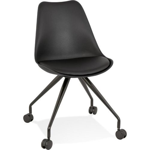 Bürostuhl mit Rollen Drehstuhl | Ergonomischer Schreibtischstuhl Arbeitsstuhl | Moderner Bürodrehstuhl mit Schalensitz | Designer Besucherstuhl | Schwarz, 60x60x92 cm | GALORO von Kadima Design