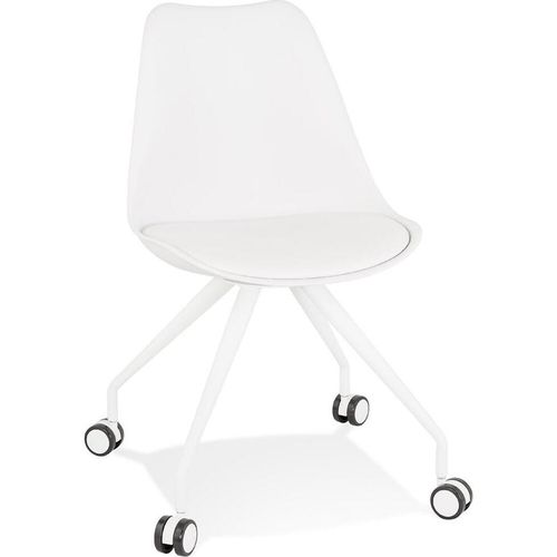Bürostuhl mit Rollen Drehstuhl | Ergonomischer Schreibtischstuhl Arbeitsstuhl | Moderner Bürodrehstuhl mit Schalensitz | Designer Besucherstuhl | Weiß, 60x60x92 cm | GALORO von Kadima Design
