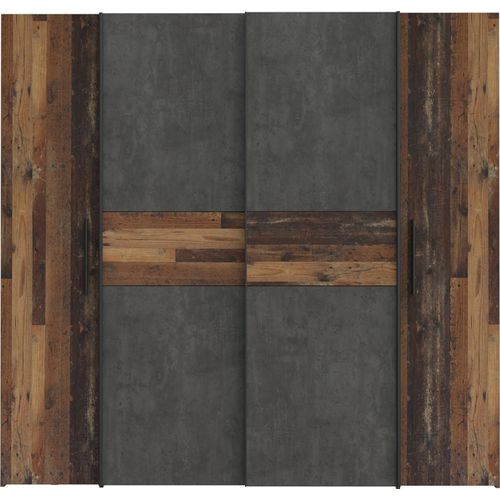 Kleiderschrank ></noscript>KALIXTUS< Old – Wood Vintage / Betonoptik Dunkelgrau - 200x190x61cm (B/H/T)