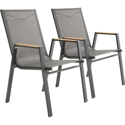 Set mit 2 Gartenstühlen aus Aluminium und Textilene - Oviala Savannah