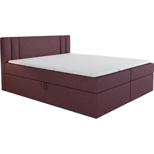 Boxspringbett AKI 140 x 200 mit 2 Bettkästen, Bonell-Matratze und Topper. Farbe: Violett