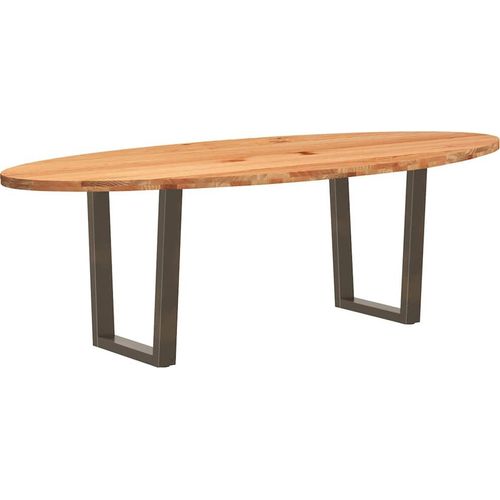 Esstisch Hellbraun 240x100x74 cm Massivholz Eiche Oval