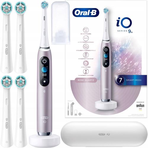 Oral-B | Elektrische Zahnbürste iO Series 9 - Rose Quartz - Mit AI-Technologie - 7 Reinigungsmodi