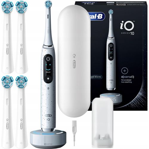 Oral-B | Elektrische Zahnbürste - iO 10 - Stardust White - Mit künstlicher Intelligenz - 7 Reinigungsmodi