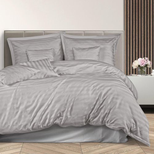 Bettwäsche aus Bambus-Baumwoll-Satin (P) STRIPE GREY/180x200 +2x70x80 mit Lattenrost +4x40x40 BAMBUS