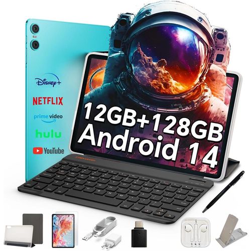 TECLAST P30 Case Tablet 10 Zoll Android 14 PC Tastatur 10-teiliges Set, 12GB RAM + 128GB ROM (4TB TF) 2.4G 5G WiFi, Unisoc Octa-Core A75 CPU, 6000mAh,