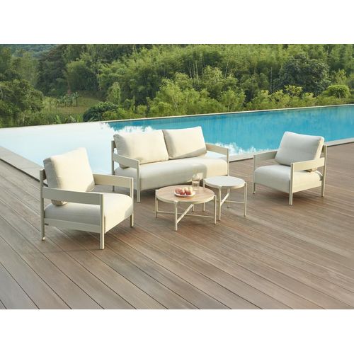 Garten-Sitzgruppe: Sofa 2-Sitzer, 2 Sessel & 2 Tische - Aluminium - Beige - LOMAM von MYLIA