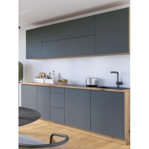 Küchenzeile 260 cm Küchenblock Einbauküche Ohne E-Geräten, Langen 260 cm Grau/Matt
