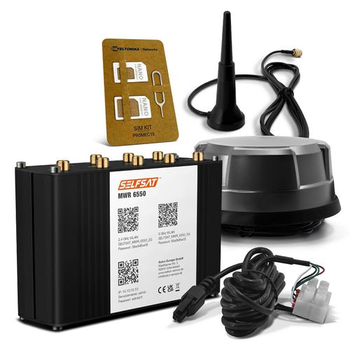SELFSAT MWR 6550 5G Cat 20 WiFi 6 WLAN Router bis 3,4 Gbps inkl. Panorama Antenne schwarz