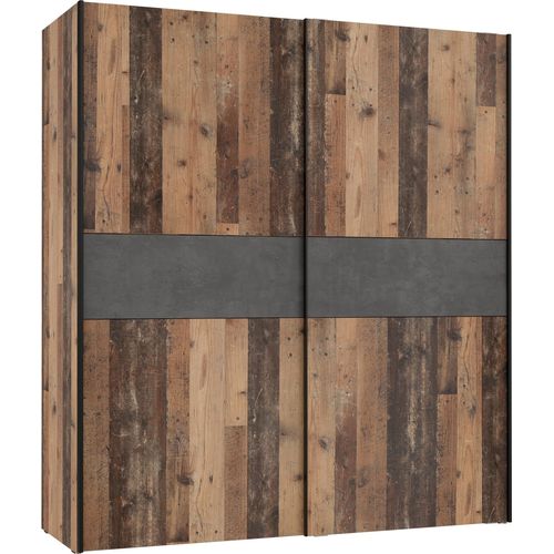 Kleiderschrank ></noscript>WINNIE< in Old Wood Vintage / Betonoptik Dunkelgrau - 170,3 x 190,5 x 61,2 cm