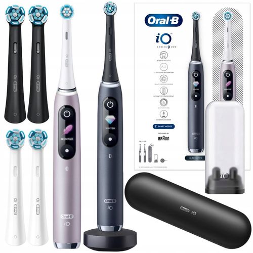 Oral-B | Elektrische Zahnbürste - iO 9 Duo - Rosa und Schwarz - Intelligente Reinigung - 7 Reinigungsmodi