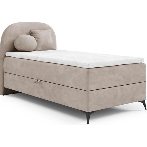 Boxspringbett Gästebett GORGIA 100x200cm Stoff Jasmin Beige