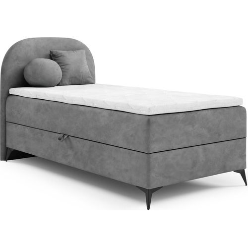 Boxspringbett Gästebett GORGIA 80x200cm Stoff Jasmin Grau