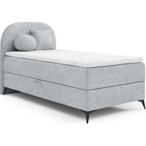 Boxspringbett Gästebett GORGIA 90x200cm Stoff Jasmin Hellgrau