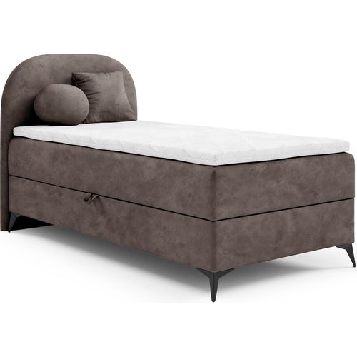 Boxspringbett Gästebett GORGIA 80x200cm Stoff Jasmin Dunkelbraun