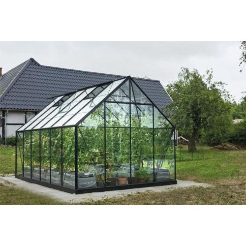 Gewächshaus Halls Universal 128 Sicherheitsglas 3 mm Doppelschiebetür 257 x 257 cm schwarz