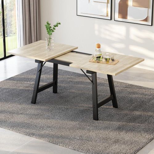 Teleskop-Esstisch 140/180*80cm, Teleskoplänge bis zu 180 cm, moderner, schlichter Stil, für 4–6 Personen