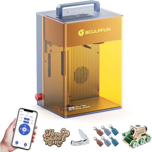 SCULPFUN G9 2W Infrarot+10W Diode Dual Lasergravierer, 5000mm/s Gravurgeschwindigkeit, Lasercutter für Metall, Kunststoff, Schmuck, Leder, Glas