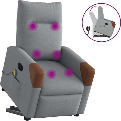 Massagesessel mit Aufstehhilfe Hellgrau Stoff, Klassische Sessel Design Möbel