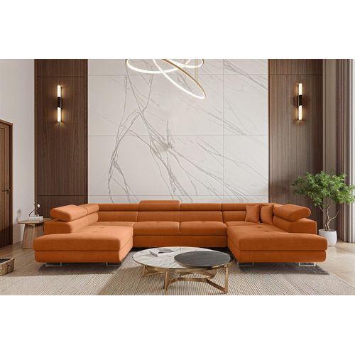 Wohnlandschaft Schlafsofa Sofa CARMELO in Stoff Nova Orange