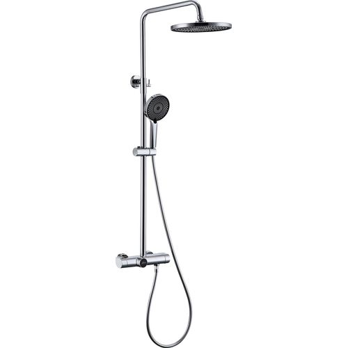 Duschsystem Regendusche mit digitaler, Edelstahl Duscharmatur Set, Duschsäule Regendusche, inkl. verstellbar Duschstange und Handbrause, verchromt