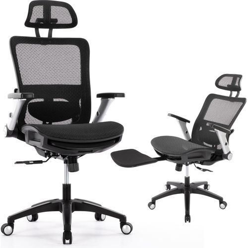 Bürostuhl - COLAMY Ergonomischer Bürostuhl, 4D-klappbaren Armlehnen, Neigungssperre und Lordosenstütze, Schwarz
