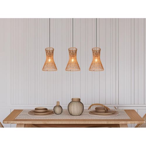 Boho LED Pendelleuchte 3-flammig Papierlampe über Kücheninsel & Esstisch B: 75cm