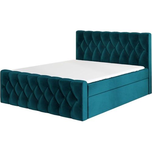Boxspringbett ARI 180 x 200 mit 2 Bettkästen, Bonell-Matratze und Topper. Farbe: Grün