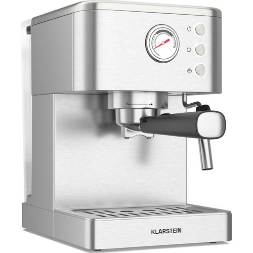 Klarstein SteelPresso Siebträgermaschine – 20-Bar, 1350 W, Edelstahl, Dampf-Funktion, 1,5-L-Wassertank, Kompaktes Design, Mechanische Steuerung, Warmhalteplatte