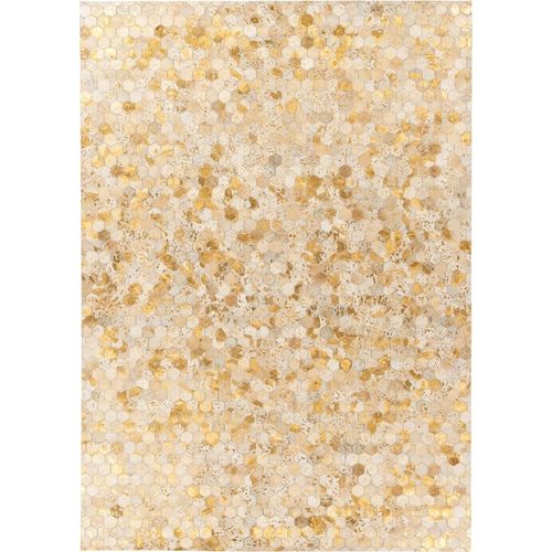 Teppich ></noscript>Lavin< in Gold, 100% Leder - 170x120cm (LxB)