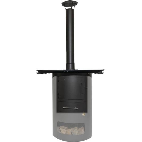 Erweiterung für Multifunktionstonne - Feuerplatte mit Schornstein / Kamin - 100 x 6mm #3002