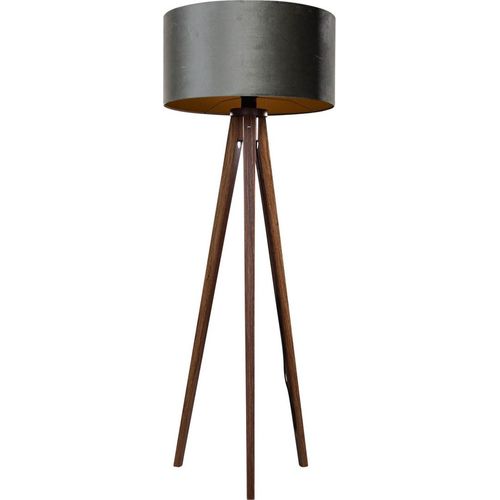 QAZQA - Klassisch I Antik Stehleuchte I Stehlampe I Standleuchte I Lampe I Leuchte Dreibein Walnussbaum mit grünem Samt Lampenschirm 50cm - Tripod I Dreifuß Lampe I Dreifuss Classic I Wohnzimmer I Sch
