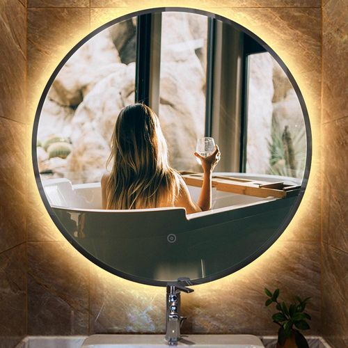 LED Badspiegel Runder Ø70 cm Energiesparend mit Touchschalter Badezimmerspiegel Wandspiegel