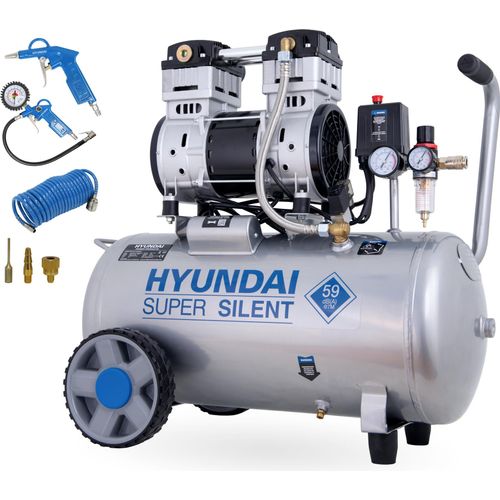 HYUNDAI Silent Kompressor SAC55753 SET (8 bar, 50L, ÖLFREI, 59 dB, 1.5 kW / 2.0 PS)