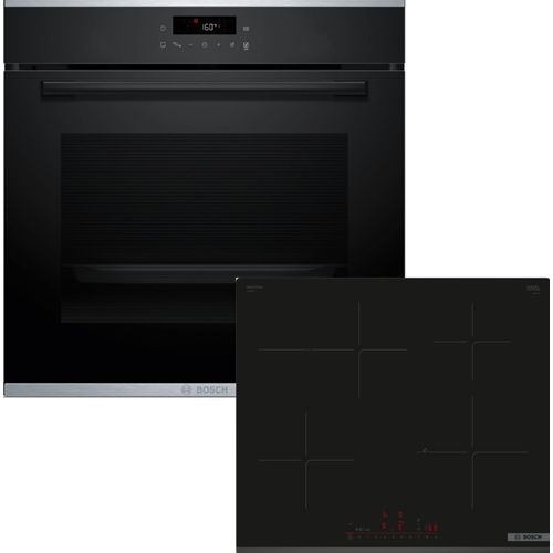 Bosch Einbau-Backofen-Set, HBA271BB3 + HEZ538000 + PIF63KHC1E, Einbau-Backofen, Induktionskochfeld, Clip-Auszug HBDPAL763