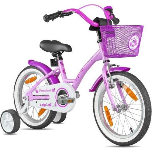 Prometheus Kinderfahrrad 16 Zoll ab 4-5 Jahre mit Stützräder in Violett Mädchen Rücktrittbremse