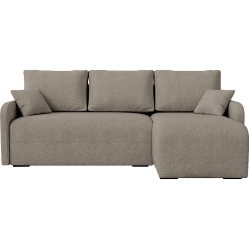 BroMARKT Ecksofa mit Schlaffunktion Malen Braun Bouclé Rechts