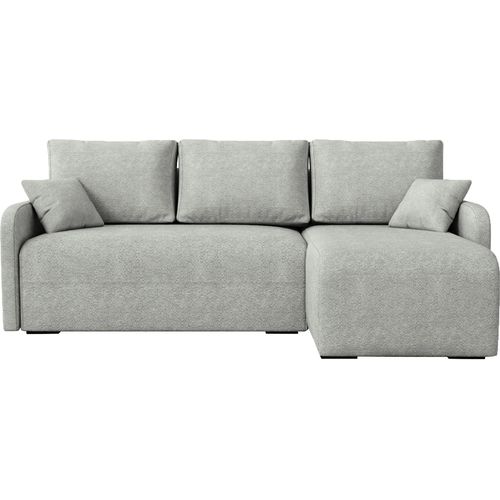 BroMARKT Ecksofa mit Schlaffunktion Malen Grau Bouclé Rechts