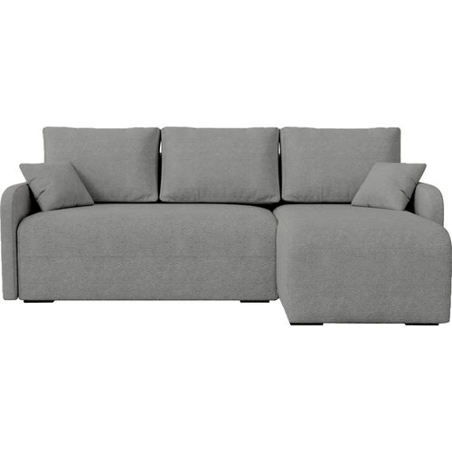 BroMARKT Ecksofa mit Schlaffunktion Malen Grau Bouclé Rechts