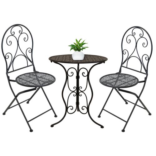 Balkonmöbel Set aus Eisen im Antik-Finish Gartenmöbel Bistroset Bistrostuhl Bistrotisch