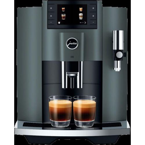 JURA E8 Night Inox (ECS) Kaffeevollautomat (OneTouch, P.A.G. 2 Mahlwerk, Night Inox, 3,5