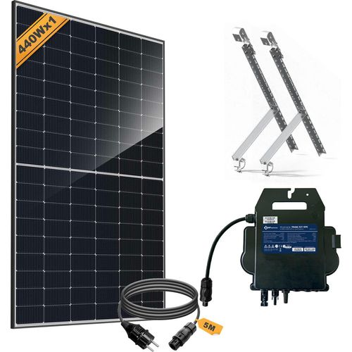 Balkonkraftwerk 400W_APsystems EZ1-SPE 400 +JA Solar 440W Solarmodul +5m Betteri auf Schuko Netzanschlusskabel + Alu Befestigung verstellbar, 0% MwSt