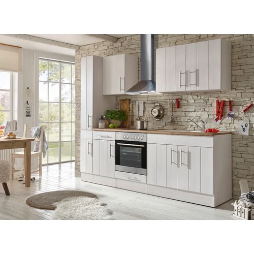 Küche Küchenzeile Leerblock Landhaus Lärche Weiß Anton 240 cm Respekta