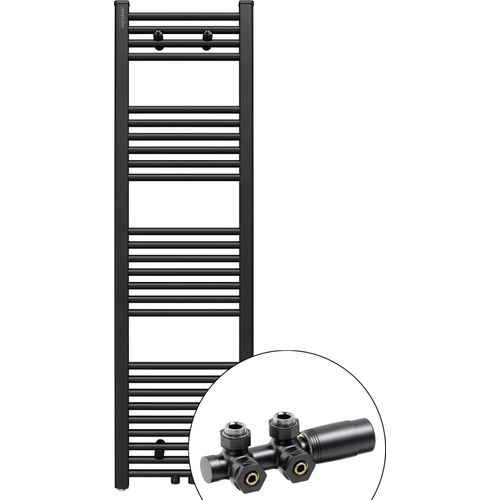 Aquabad Badheizkörper Virgo inkl. Multiblock Eckausführung 40x140cm 390W Schwarzmatt - Ohne Heizstab / Ohne Heizstabelement