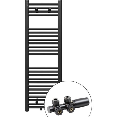 Aquabad Badheizkörper Virgo inkl. Multiblock Eckausführung 40x120cm 350W Schwarzmatt - Ohne Heizstab / Ohne Heizstabelement