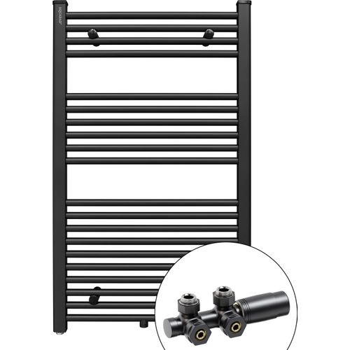 Aquabad Badheizkörper Virgo inkl. Multiblock Eckausführung 60x100cm 413W Schwarzmatt - Ohne Heizstab / Ohne Heizstabelement
