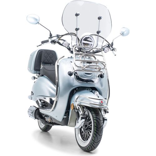 Motorroller Retro EasyCruiser Silber 50ccm Euro 5 EFI Scooter Moped Mofa 25 km/h